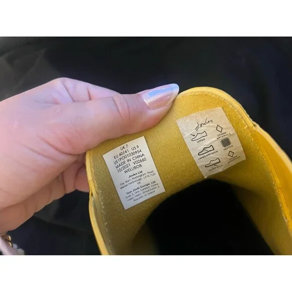 Joules Wellibob Women’s Rain Boots in Yellow Floral Design Size US 9 EU 40/41 - Picture 10 of 12